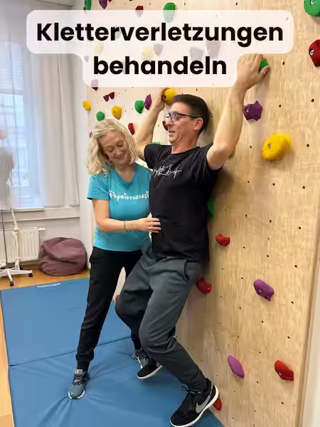 Ratgeber-Beitragsfoto über Kletterverletzungen und Physiotherapie an der Kletterwand